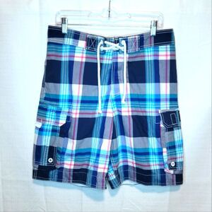 Hollister Plaid 8" Swim Trunks Board Shorts Size Medium